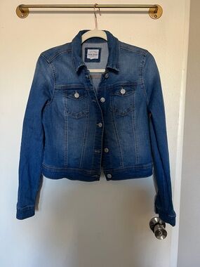 Wax Jean Dark Blue Slim Stretch Denim Jacket with Chest Pockets